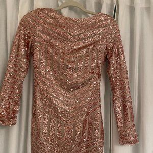 Pink/gold sequin long sleeve "Taylor Swift" dress